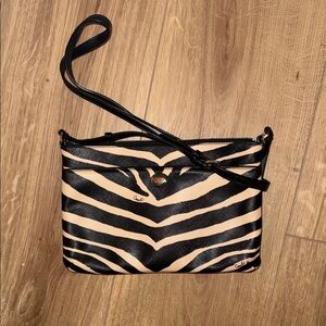 Coach Zebra-Print Black and Cream Crossbody Bag with Adjustable Strap